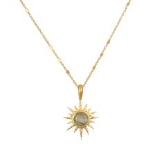 Labradorite gemstone necklace, Brass with 22k gold plated, Handmade Brass jewelry